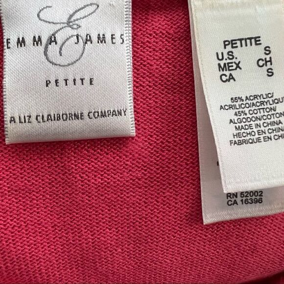 Vintage Emma James Liz Claiborne Embroidered Rose Short Sleeve Sweater Petite SP - Picture 5 of 6
